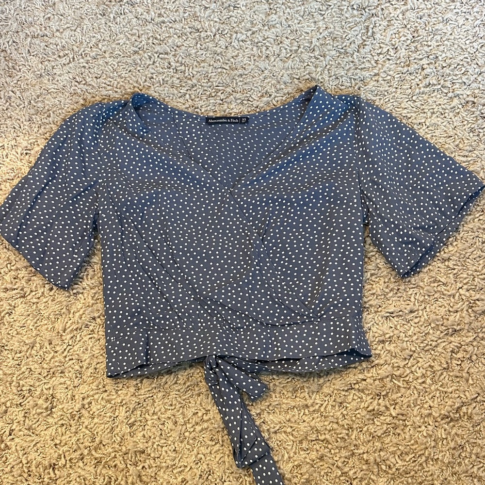 Abercrombie & Fitch Navy Polka Dot Crop Top